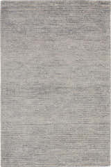 Close-up of the textured Nourison Weston Silver Birch rug, featuring a subtle horizontal stripe pattern in shades of gray.