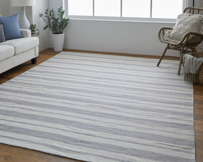 Feizy Duprine Transitional Stripes - Gray/Ivory Area Rug