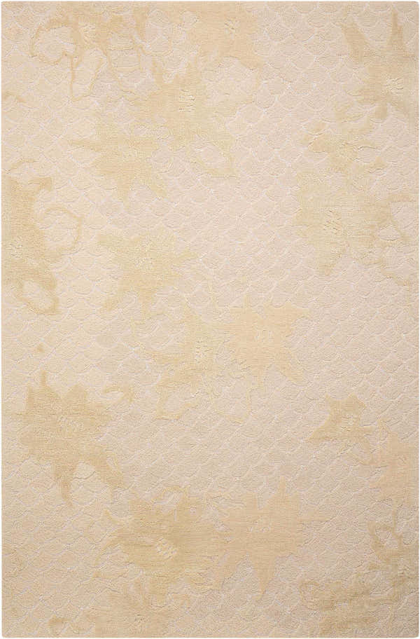 Close-up of the Nourison Escalade Sand Indoor Area Rug showing its sandstone color and subtle floral pattern.
