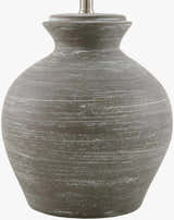Dark Gray Rustic Table Lamp with Natural Linen Shade