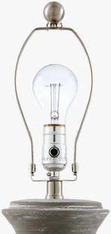 Dark Gray Rustic Table Lamp with Natural Linen Shade