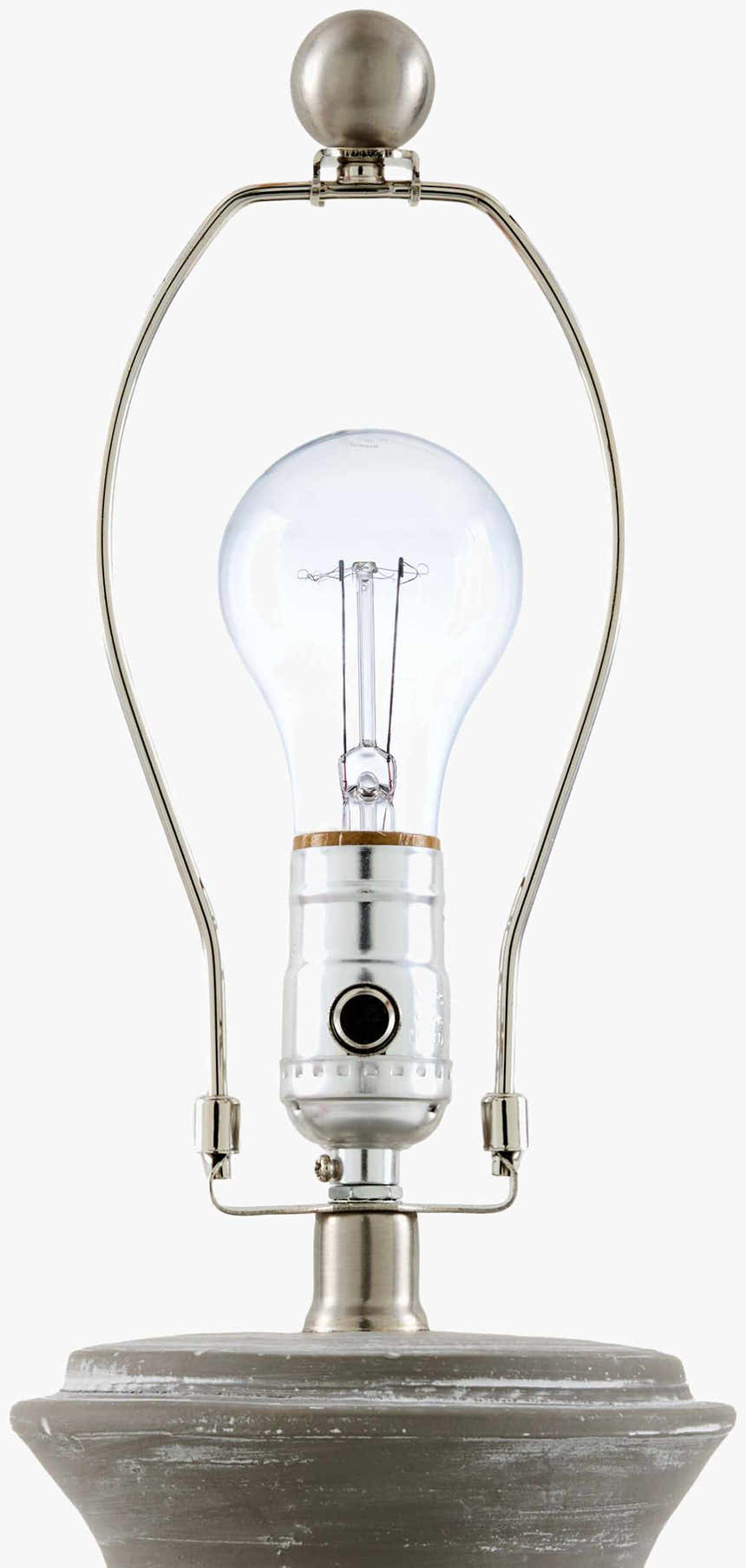 Dark Gray Rustic Table Lamp with Natural Linen Shade