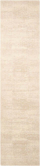 Close-up of the Nourison Silk Elements Bone Persian Rug. Beige tones and subtle Persian design.