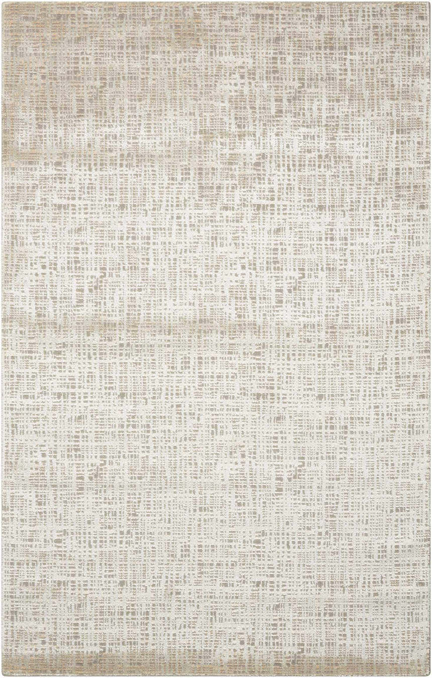 Close-up of Nourison Starlight Opal rug. Modern, machine-made design in neutral tones. Abstract pattern and subtle texture.