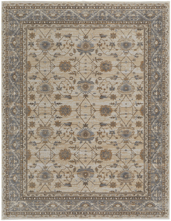 Feizy Celene Traditional Bordered - Tan/Ivory/Gray Area Rug