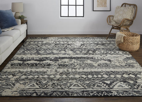 Feizy Palomar Transitional Geometric - Ivory/Gray/Black Area Rug - Clearance