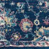 Close-up of Nourison Fusion Navy Pink Persian rug showing detailed floral patterns and textures.