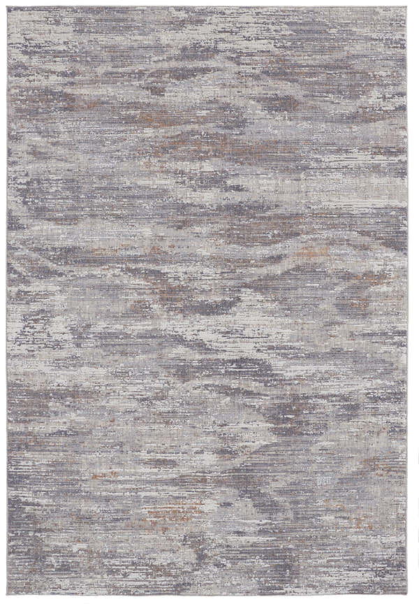 Feizy Lennon area rug, abstract design in taupe, tan, and orange. Transitional style. Design-Rectangle
