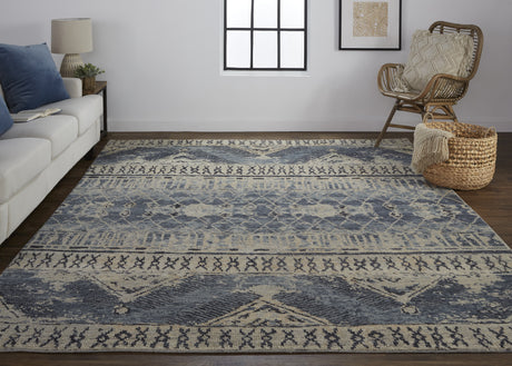 Feizy Palomar Transitional Trellis & Lattice - Blue/Gray/Ivory Area Rug