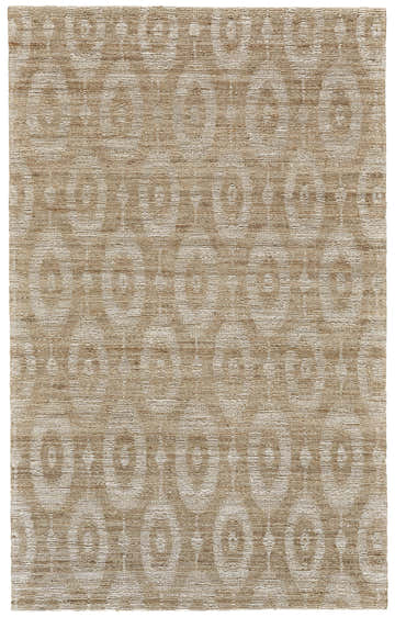 Close-up of Feizy Lilliana tan and ivory area rug. Hand-woven jute rug with a subtle geometric pattern. Design-Rectangle