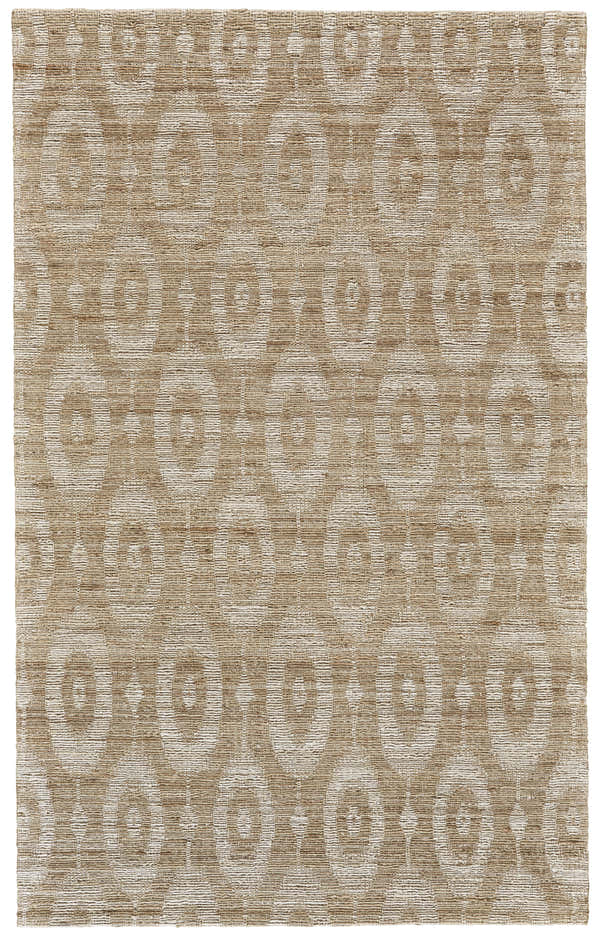 Close-up of Feizy Lilliana tan and ivory area rug. Hand-woven jute rug with a subtle geometric pattern. Design-Rectangle