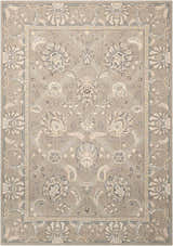 Close-up of the Nourison Persian Empire Flint rug, showcasing its floral Persian pattern and neutral flint color.