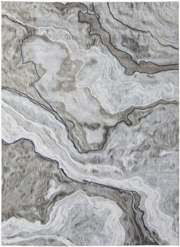 Abstract Feizy Gaspar rug in taupe, gray, and blue. Modern design with flowing lines and subtle texture. Design-Rectangle