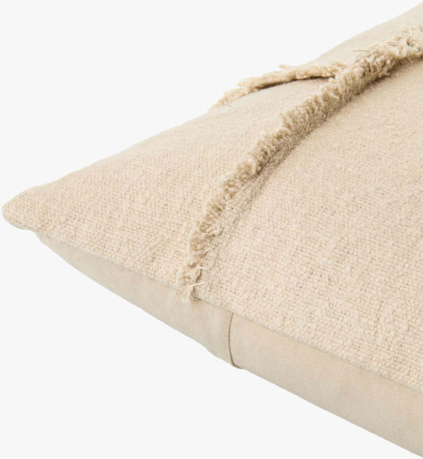Seme Beige Cotton Throw Pillow