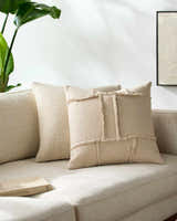 Seme Beige Cotton Throw Pillow