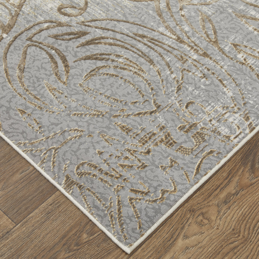 Feizy Celene Traditional Medallion - Silver/Tan/Gray Area Rug