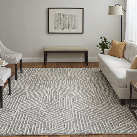 Feizy Lytton Modern Geometric - Gray/Ivory Area Rug