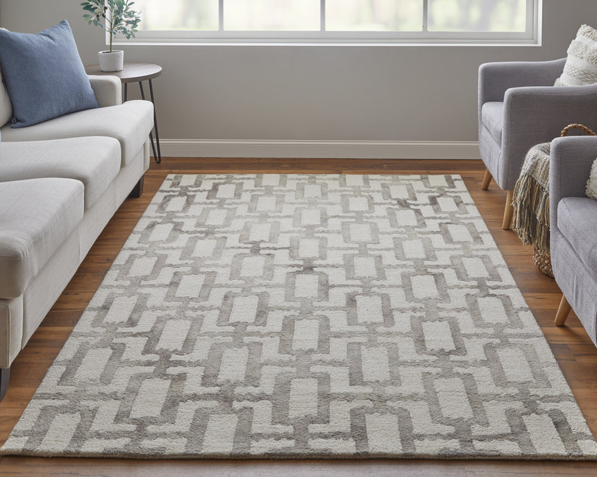 Feizy Lorrain Modern Geometric - Ivory/Taupe Area Rug