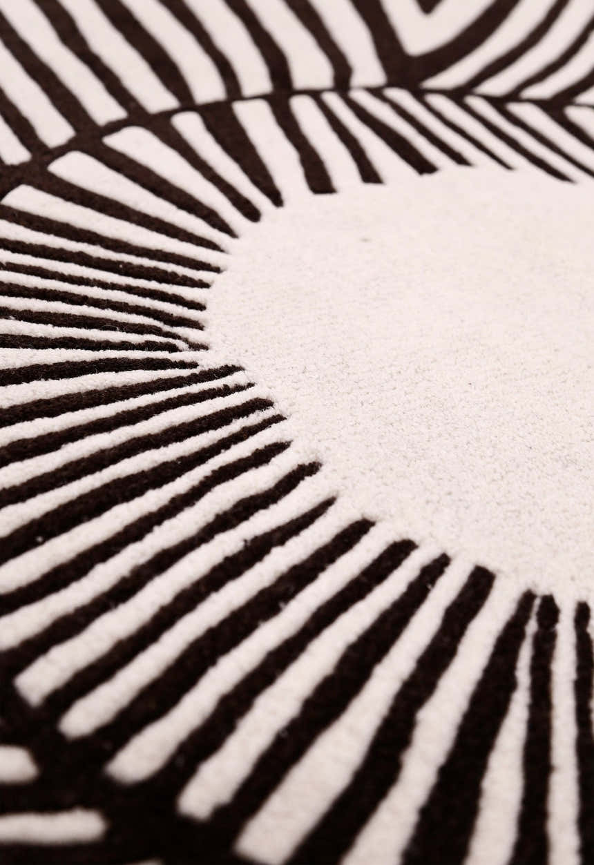 Zebra Orbit Black Hand Tufted 6x6 Wool Area Rug