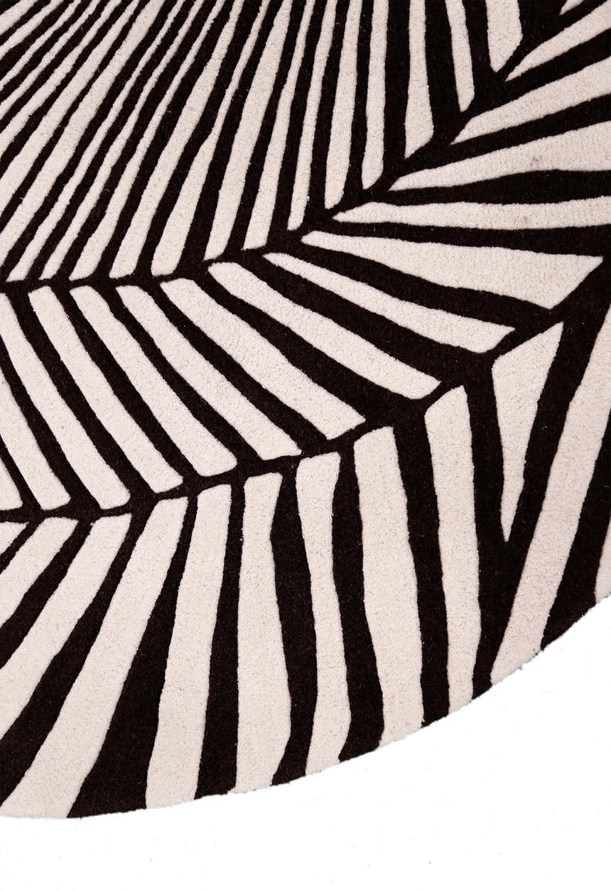 Zebra Orbit Black Hand Tufted 6x6 Wool Area Rug
