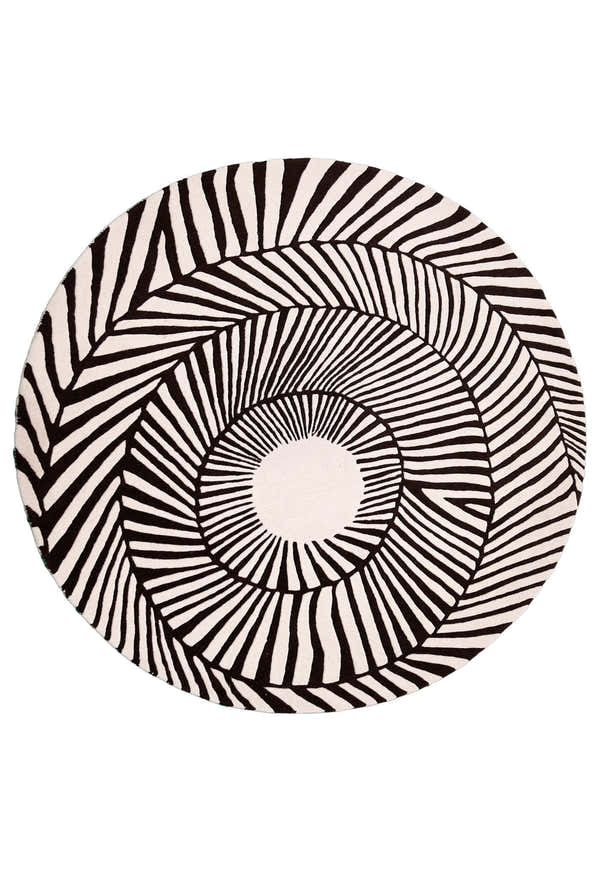 Zebra Orbit Black Hand Tufted 6x6 Wool Area Rug