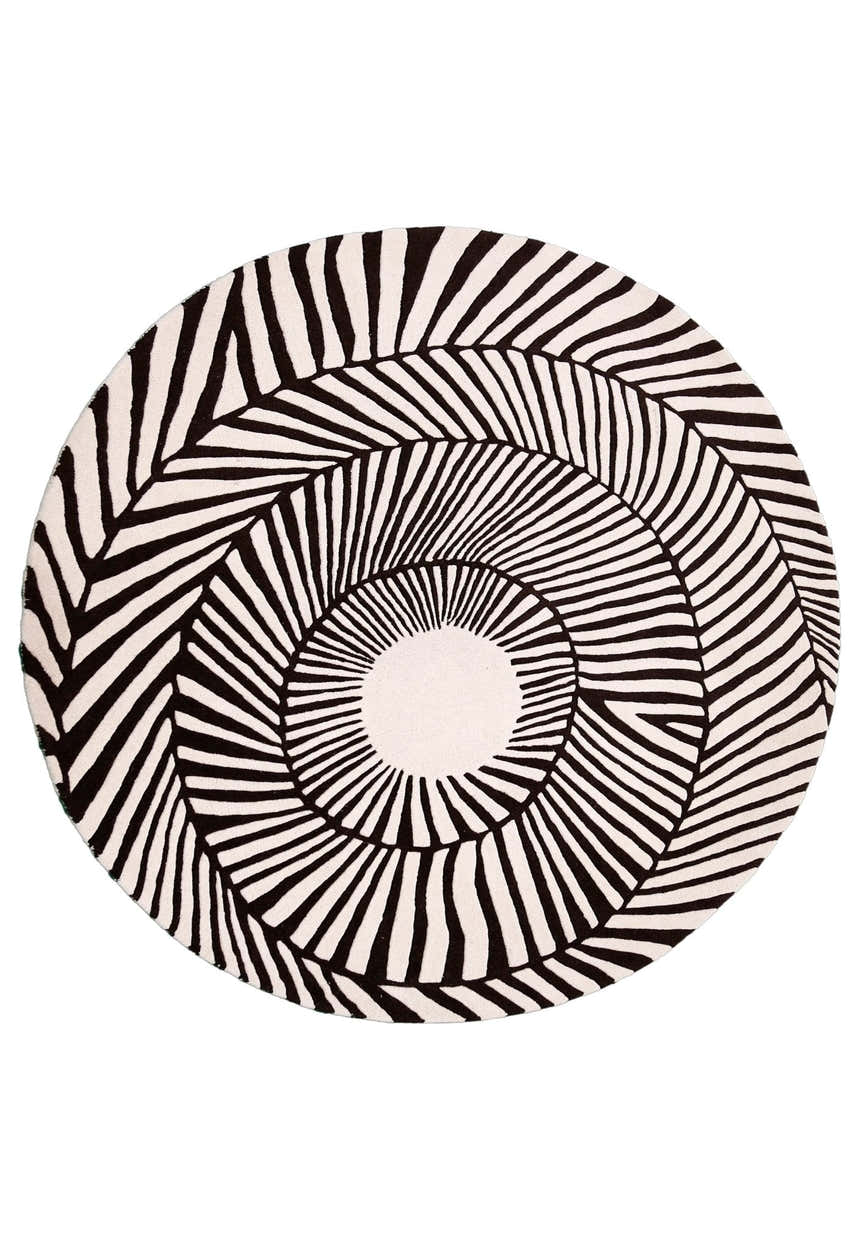 Zebra Orbit Black Hand Tufted 6x6 Wool Area Rug