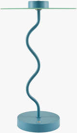 Soft Aqua Blue Modern Table Lamp with glass details for bedside or console tables
