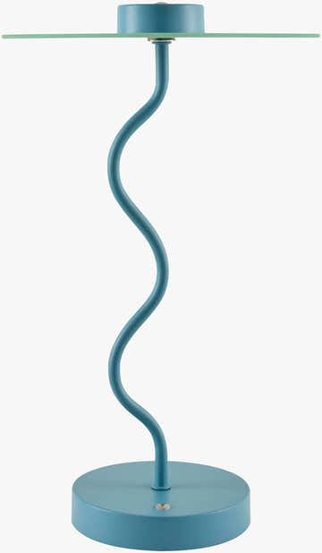 Soft Aqua Blue Modern Table Lamp with glass details for bedside or console tables