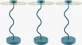 Soft Aqua Blue Modern Table Lamp with glass details for bedside or console tables