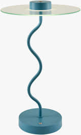 Soft Aqua Blue Modern Table Lamp with glass details for bedside or console tables