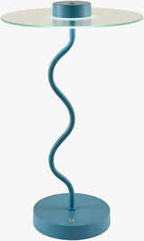 Soft Aqua Blue Modern Table Lamp with glass details for bedside or console tables