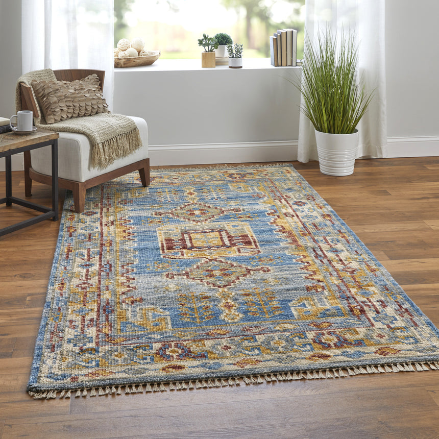 Feizy Fillmore Traditional Geometric - Blue/Yellow/Red Area Rug