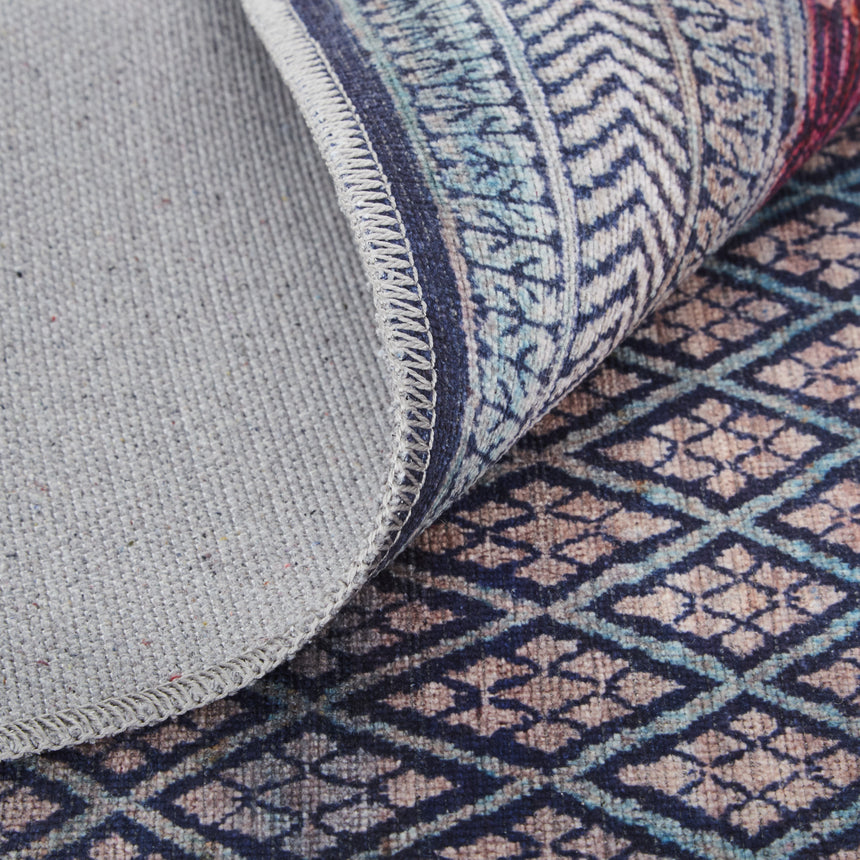 Feizy Voss Transitional Distressed - Blue/Tan/Pink Area Rug