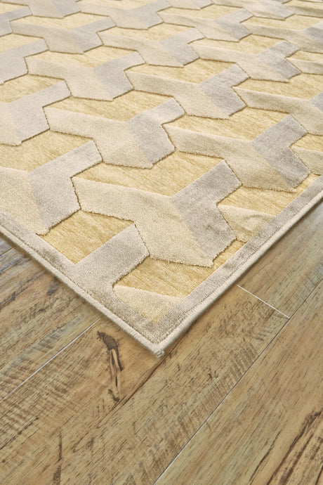 Feizy Saphir Zam Modern Geometric - Tan/Gray Area Rug - Clearance