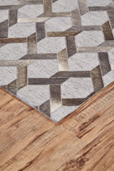 Feizy Fannin Transitional Geometric - Gray/Taupe/Silver Area Rug