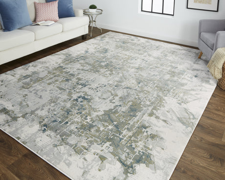 Feizy Atwell Transitional Abstract - Green/Gray/Ivory Area Rug