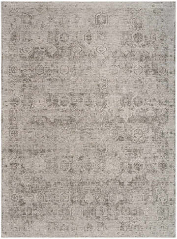 Close-up of the DKNY Pure Shades Grey Vintage Indoor Area Rug, showcasing its subtle vintage pattern and soft gray tones.