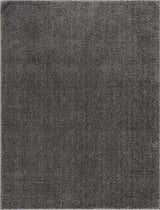 Close-up of the Judy Solid Dark Gray Washable Shag Rug, showing its soft texture and neutral gray color. Design-Rectangle