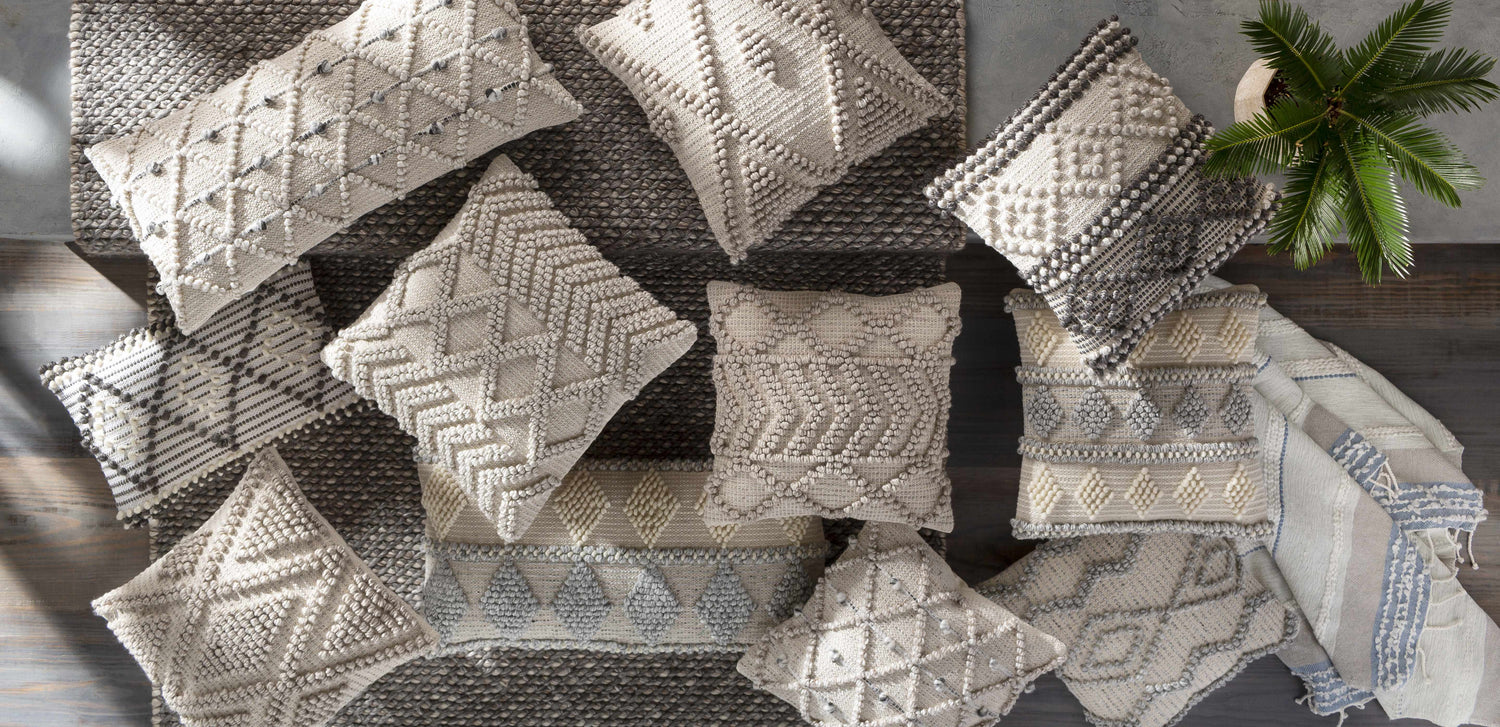 Rippey Black & White Textured Diamond Throw Pillow