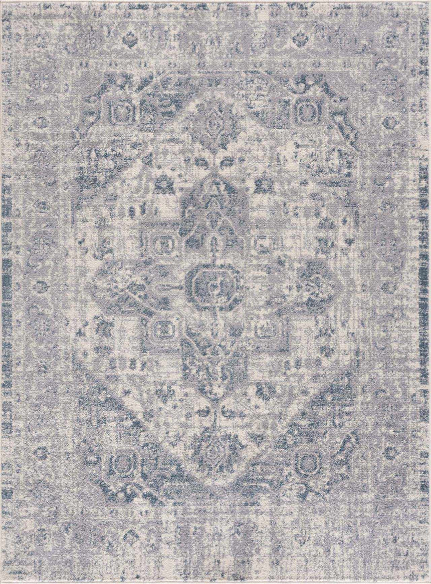 Peeta Gray Blue Medallion Area Rug