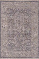Close-up of the Binx Thick Luxe Statement Rug. Machine woven polyester rug in brown, charcoal, sage, gray, and teal. Design-Rectangle-23