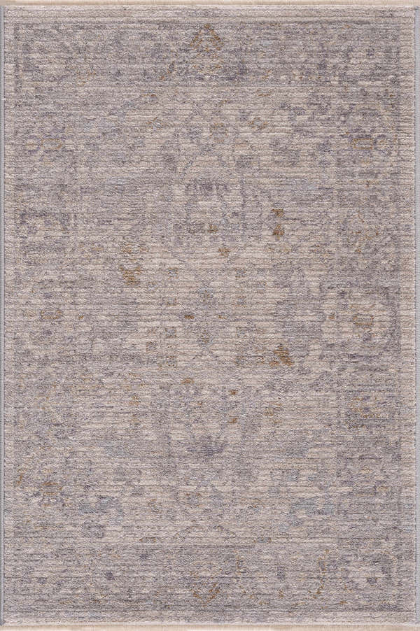 Close-up of Ayarn Thick Luxe Statement Rug. Transitional style rug in brown, charcoal, and gray with a subtle pattern. Design-Rectangle-23