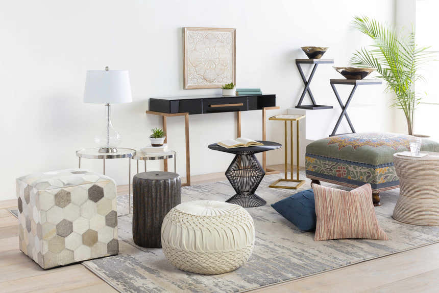 Tubigan Rustic Ribbed Hourglass End Table