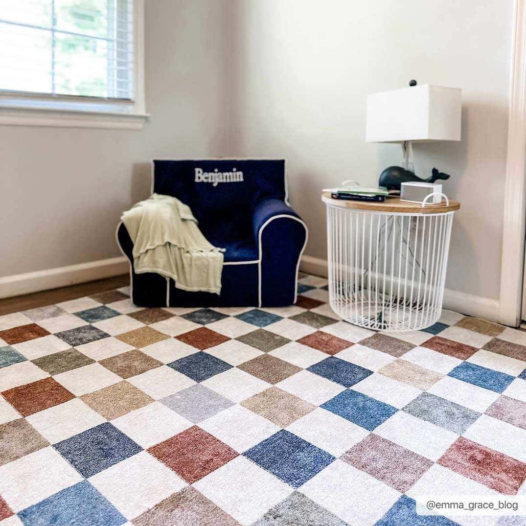Colorful Checker Rug Alie Colorful Checkered Washable Rug – Boutique Rugs