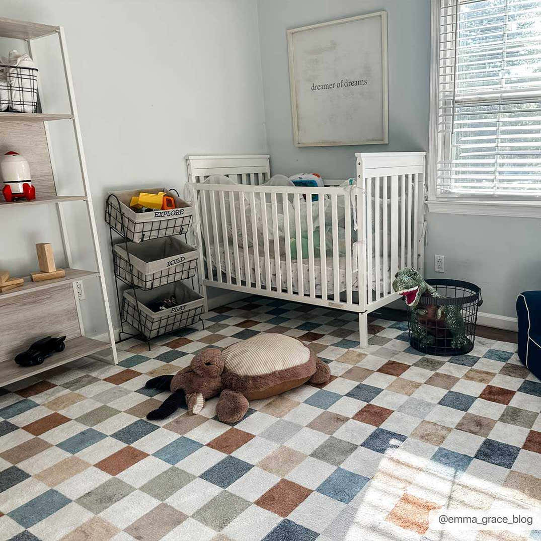 Colorful Checker Rug Alie Colorful Checkered Washable Rug – Boutique Rugs