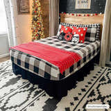 Kids bedroom with Christmas tree and Amoret Area Rug in black, charcoal, and white. Southwestern style. Roomscene-Rectangle
