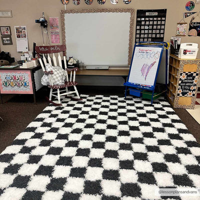 Atira Black & White Checkered Area Rug