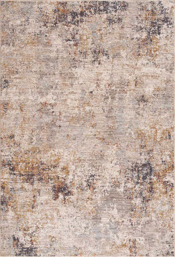 Close-up of the Sten Area Rug. Light gray rug with natural gray, brown, and black abstract pattern. Contemporary style. Design-Rectangle-575