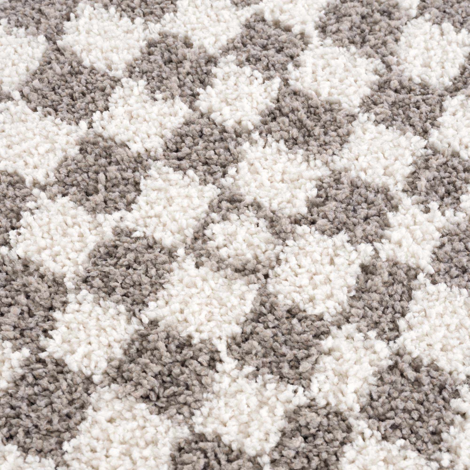 Kieu Taupe Checkered Plush Rug