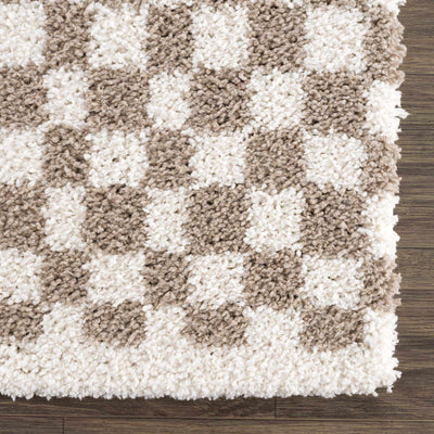 Kieu Light Gray & Taupe Checkered Area Rug